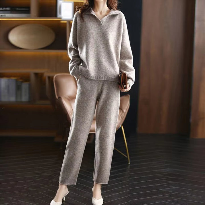 Derla™ | Soft knit collared lounge sweater set