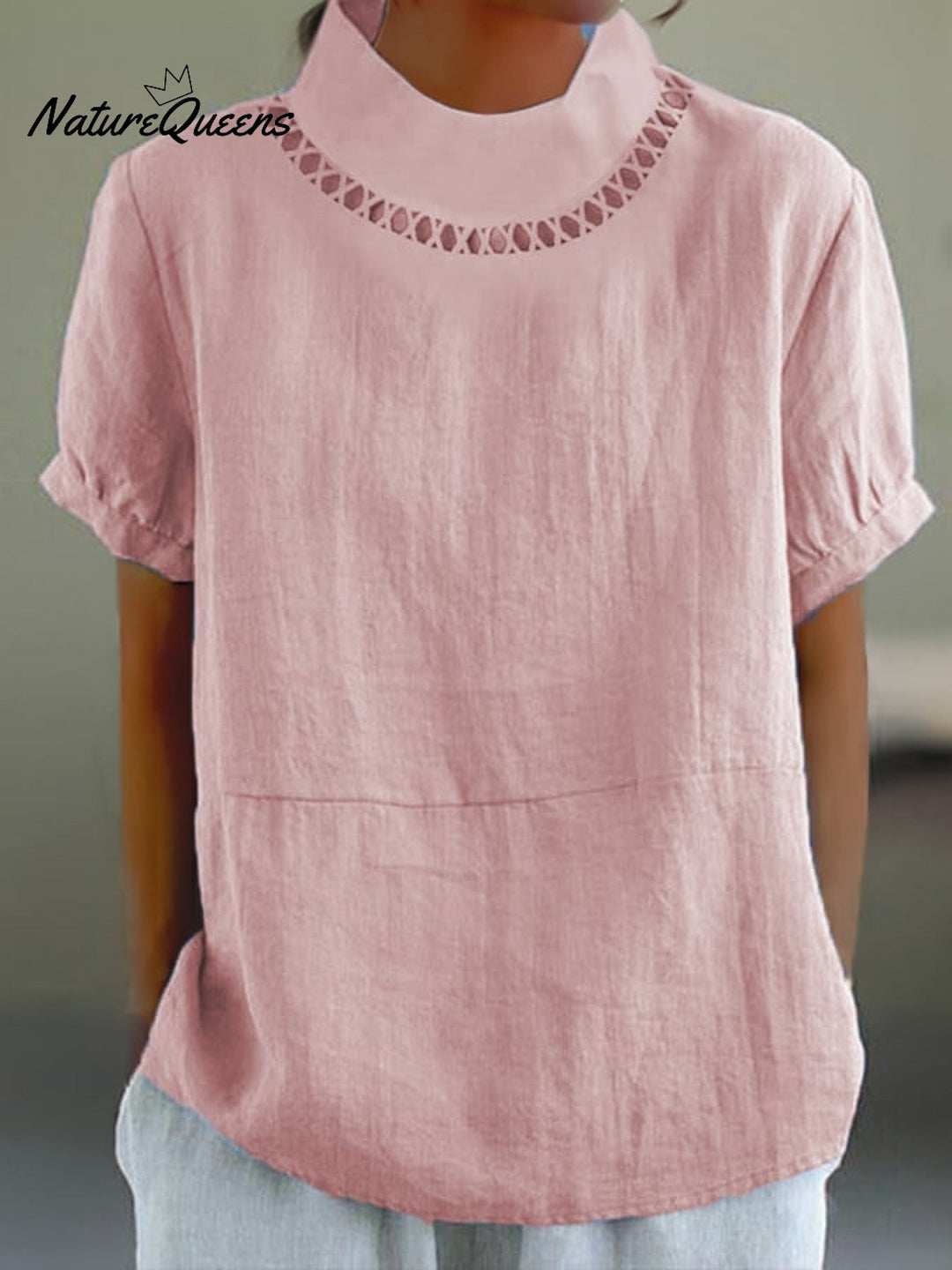 Solid Color Cotton And Linen Top