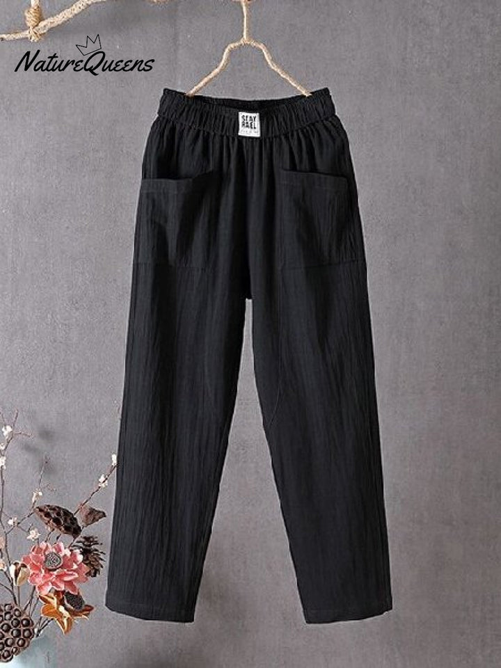 Casual Plain Natural Ankle Pants Straight Pants