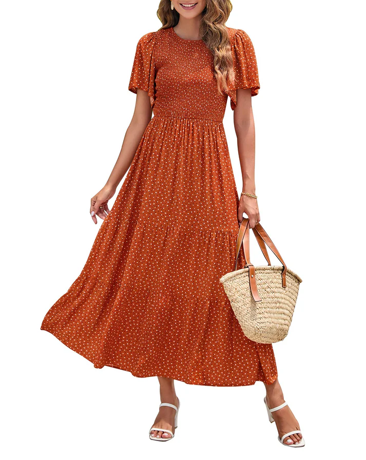 Elegant Floral Print V-Neck Maxi Dress