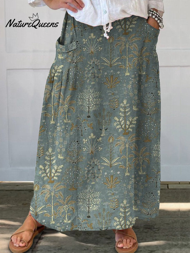Woodland Vegetation Pattern Printed Women&