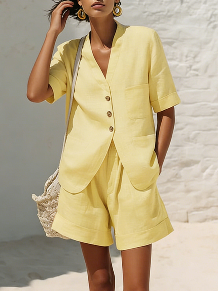 Minimalist &amp; Elegant Loose-fit Cotton-linen Two-piece Set