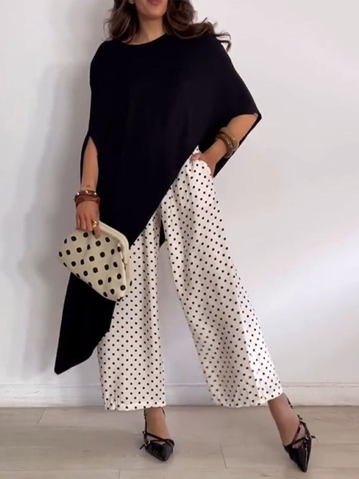 Loose-fit Casual Cotton Top With Asymmetrical Hem