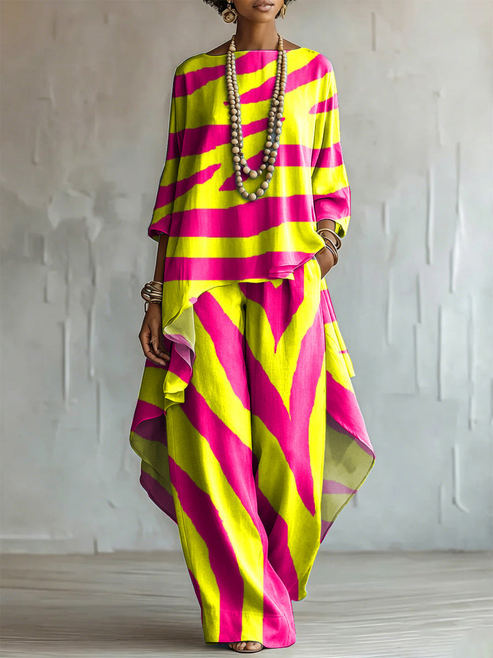 Elegant &amp; Artistic Color-block Line Two-piece Set