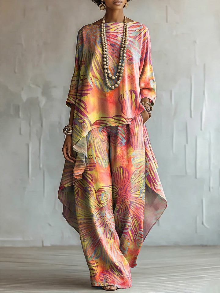 Elegant &amp; Artistic Floral Line-art Two-piece Set