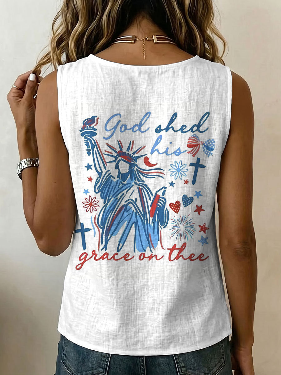 Independence Day God Bless America Decorative Pattern Women&