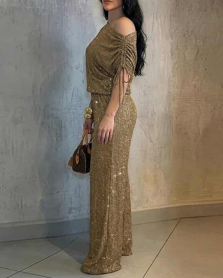 Stylish, Comfortable, And Sparkling Rhinestone Sleeveless Top And Pants Two-piece Set