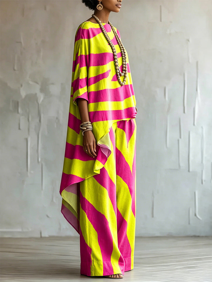 Elegant &amp; Artistic Color-block Line Two-piece Set
