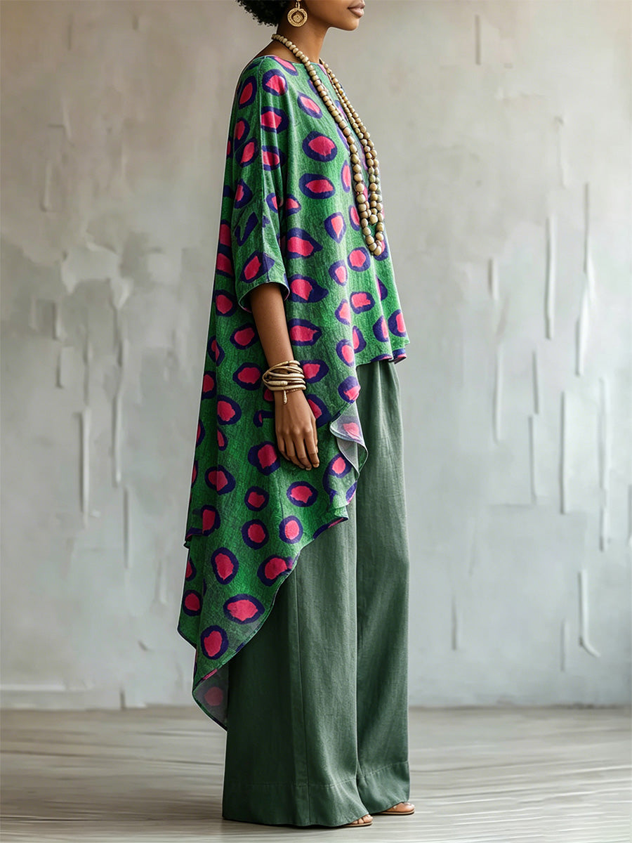 Elegant &amp; Artistic Color-block Leopard Print Two-piece Set