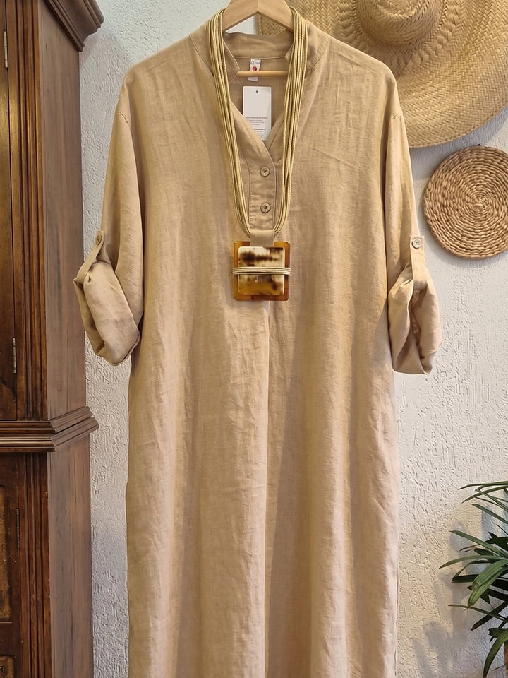 Casual &amp; Cozy V-neck Cotton-linen Maxi Dress