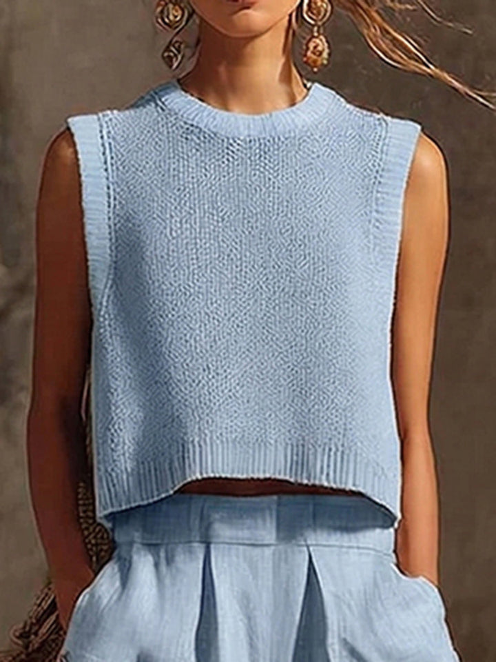 Elegant Round-neck Cozy Knit Top