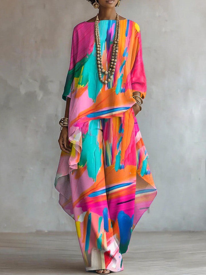 Elegant Artistic  Print Two-piece Set