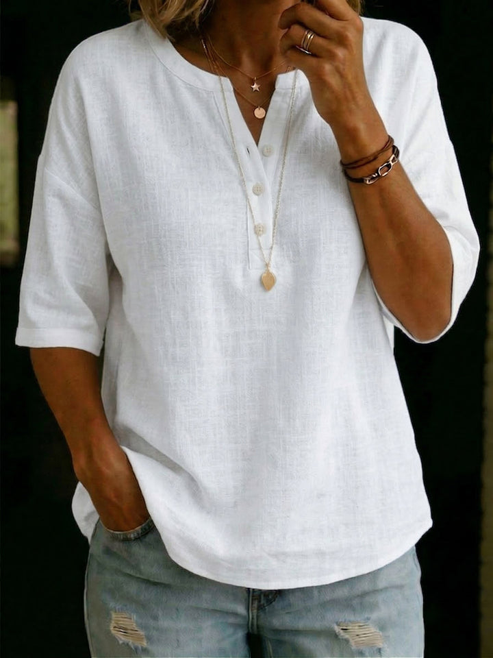 Casual &amp; Cozy Classic Cotton-linen Henley Shirt