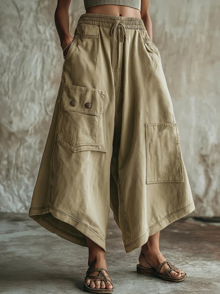 Casual Cozy Cargo Pocket Extra-wide Leg Pants