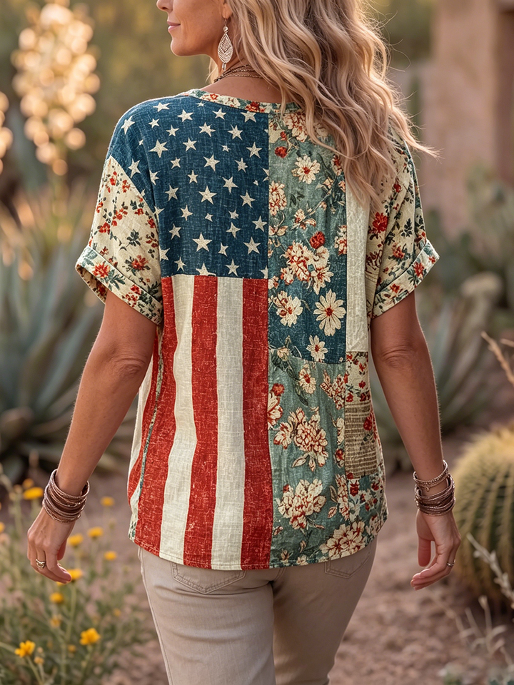 Retro Printed Cotton T-shirt