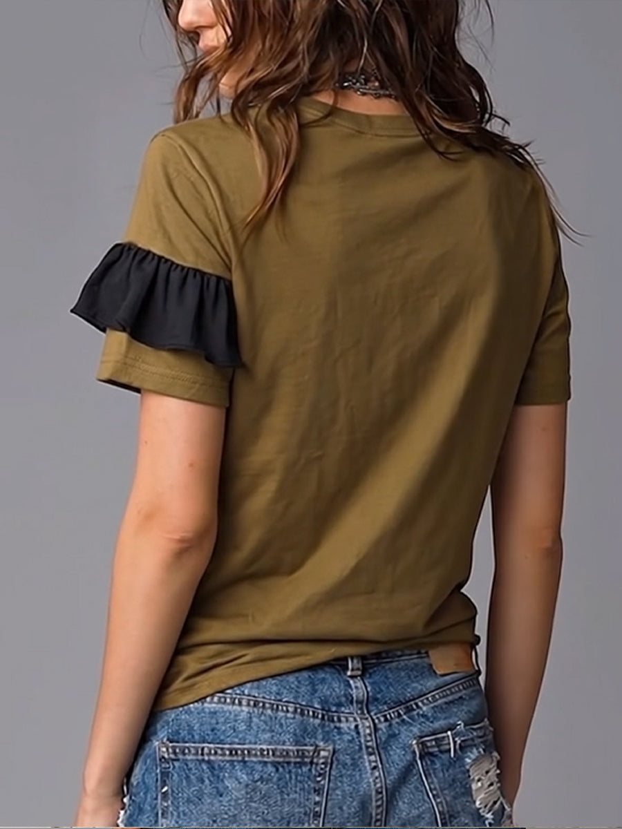 Casual &amp; Comfortable Ruffled Cotton T-shirt