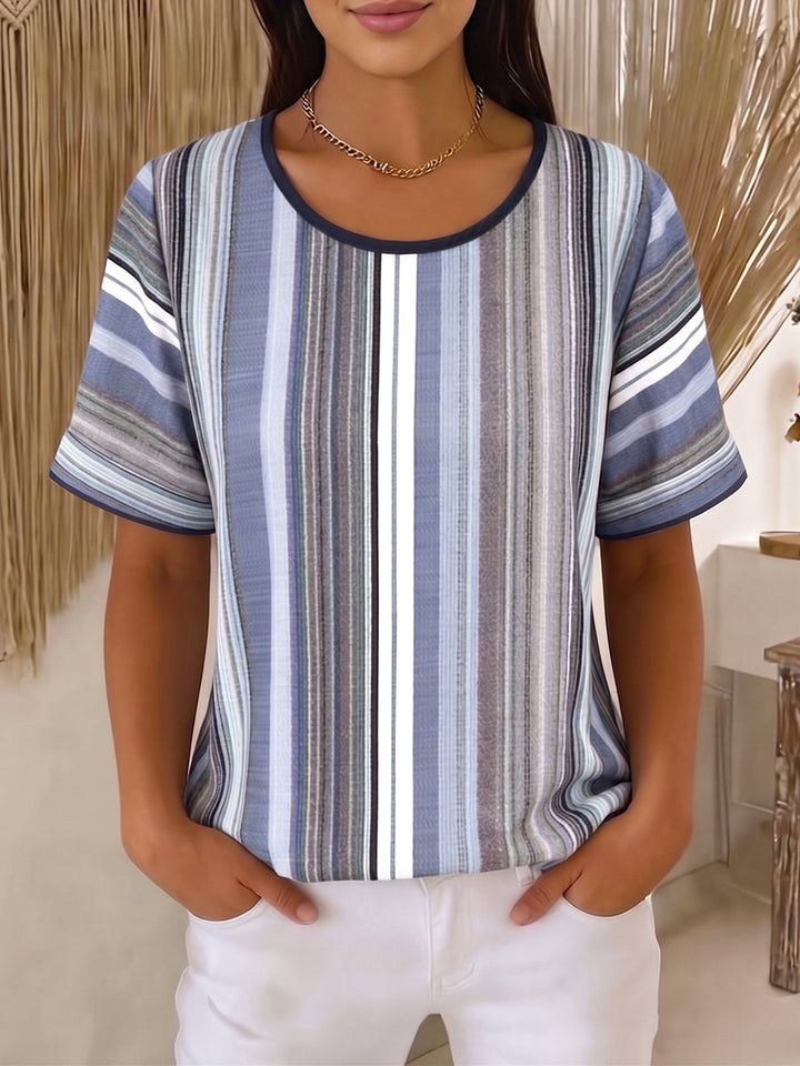Cozy Artistic Striped Cotton-linen Shirt Blouse