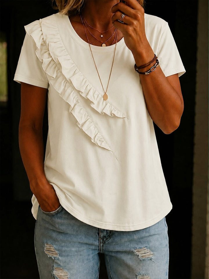 Casual &amp; Comfortable Ruffled Cotton T-shirt