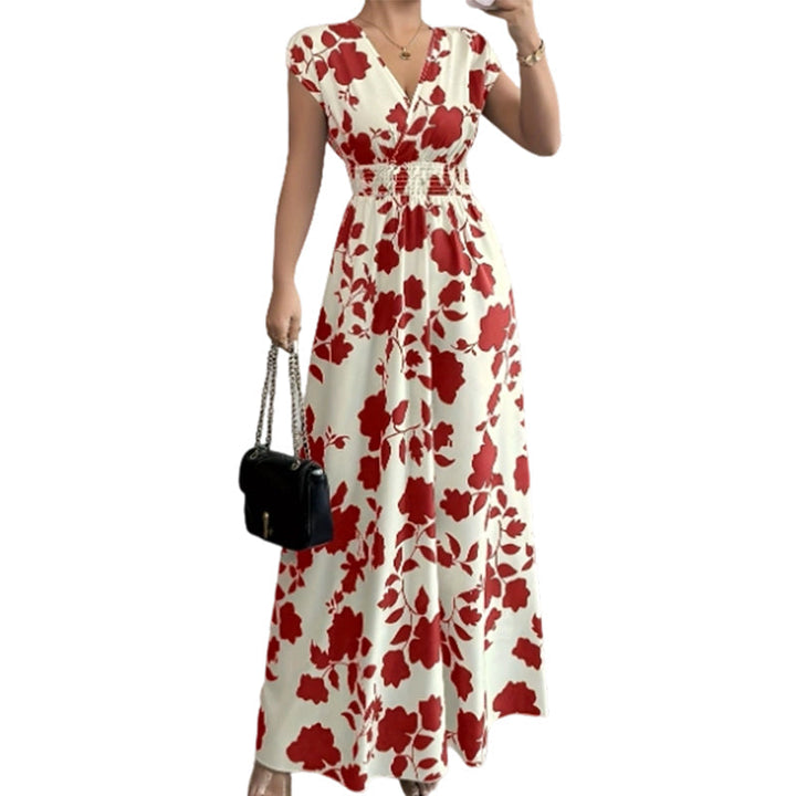 Elegant Floral Smocked Maxi Dress